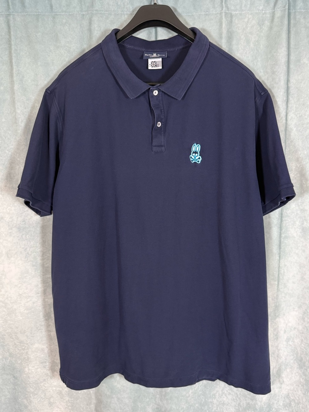 Psycho Bunny Navy Polo with Aqua Bunny Logo Mens 4XLT